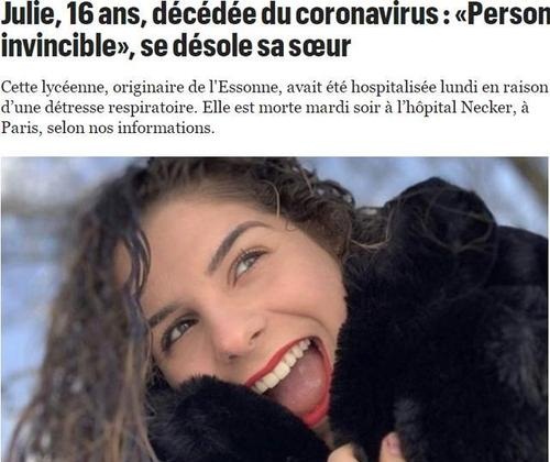 法国16岁少女疑感染去世