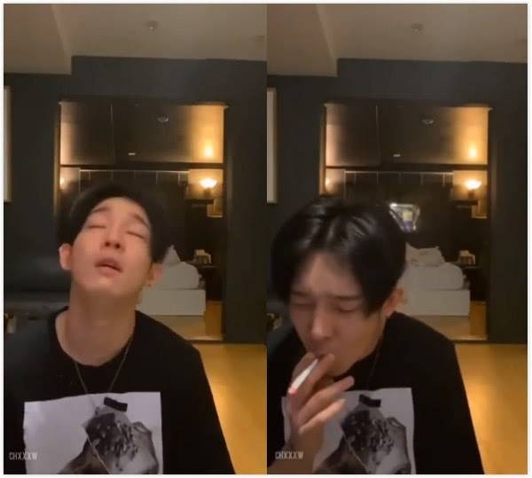 韩国艺人直播中下跪道歉还抽烟 自曝一天吃12颗药